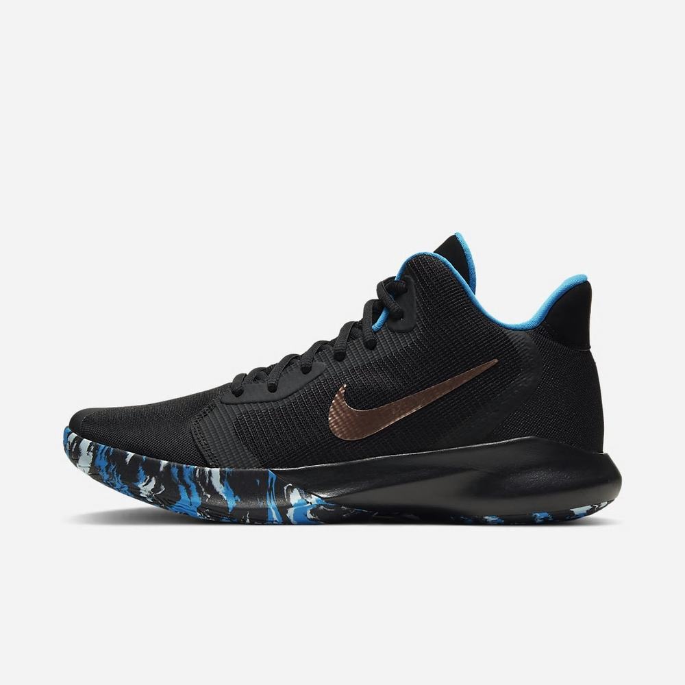 Chaussure De Basket Nike Precision III Noir 4568-923 Black/Light Current Blue/Topaz Mist/Metallic Red Bronze Homme | OKF-58226297